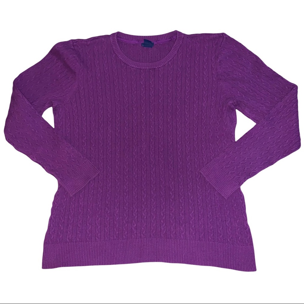 Y2K Basic Editions Deep Purple Lightweight Cable Knit Sweater